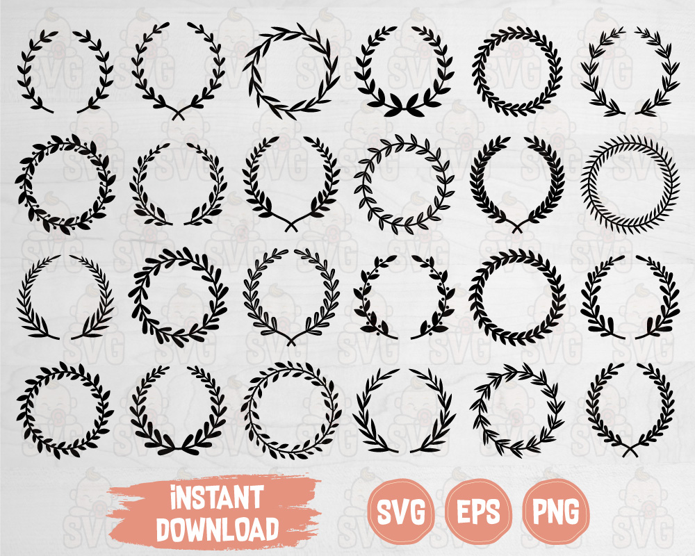Wreath Split Monogram Svg, Wreath Drawing, Wreath Sketch, Wreath Split Svg  PNG and Vector with Transparent Background for Free Download