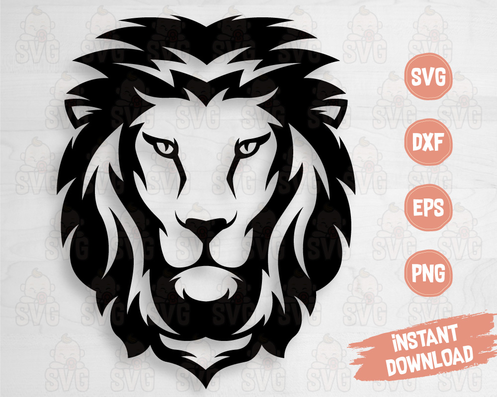 Lion Head SVG Bundle Supports SVG, DXF, Png  -  !