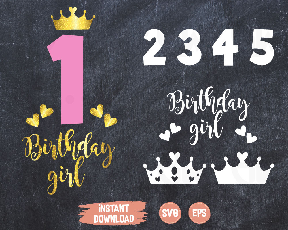 Download 1 To 5 Girl Numbers Svg Royal Crown Birthday Anniversary Svg Baby