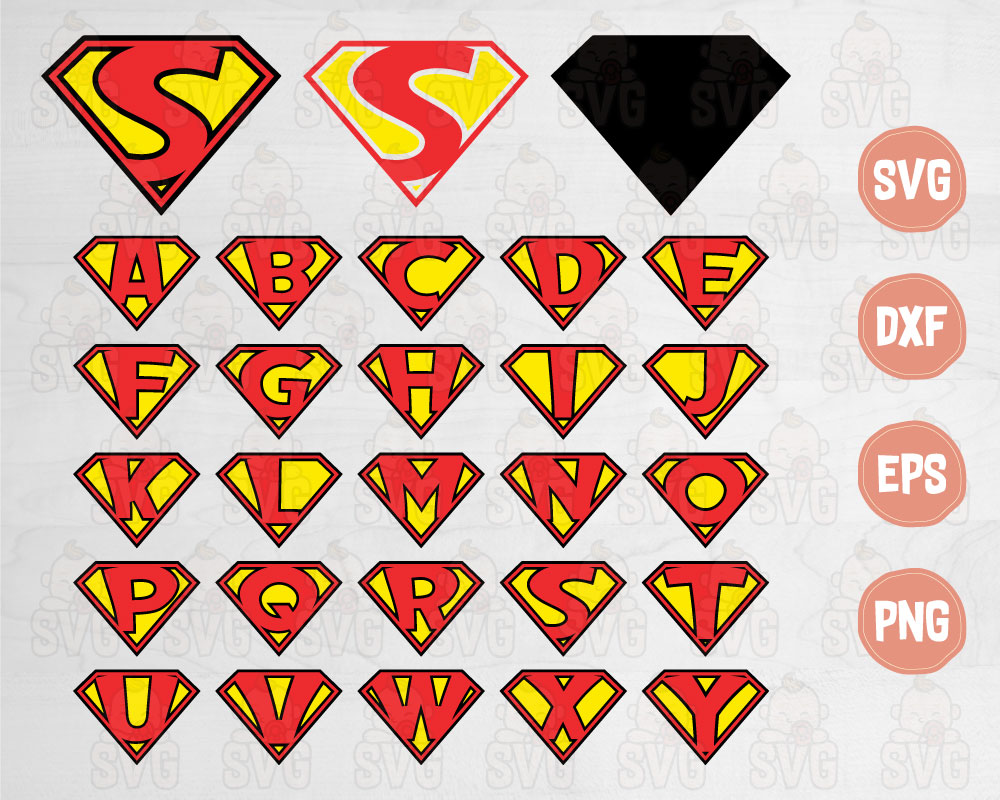 Download Superman Logo Alphabet Svg Cut File For Cricut Silhouette Svg Baby