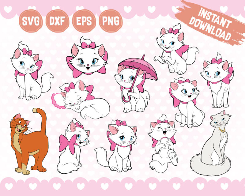 Marie Cats Svg Cutting files for Cricut, Silhouette and other cutting machines