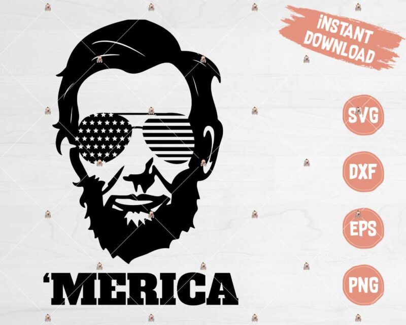 Abraham Lincoln's Silhouette with glasses and the word 'merica