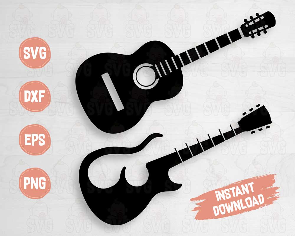 Acoustic Guitar SVG cut files for Cricut Silhouette Svg Baby