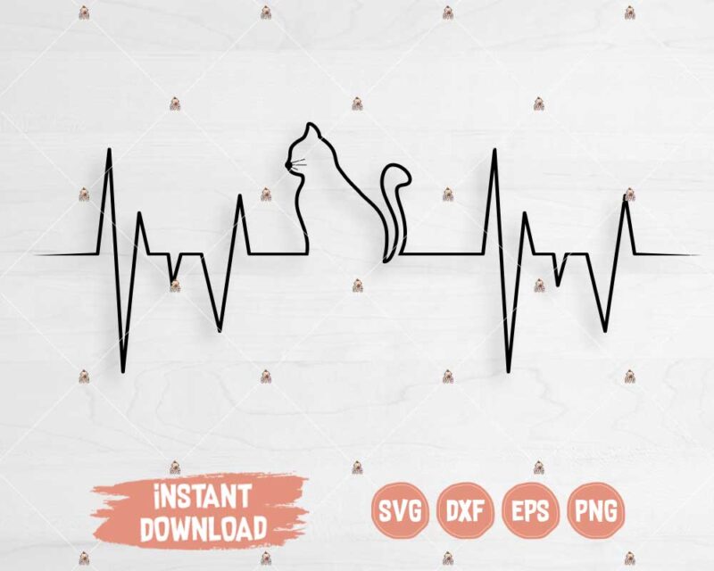 Cat Heartbeat Cut File SVG for cutting machines