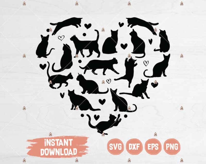 Cats Heart SVG cut or print file