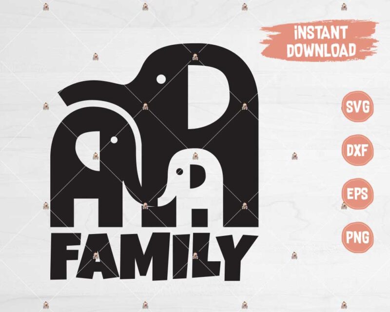 Elephants Family SVG cut or print files