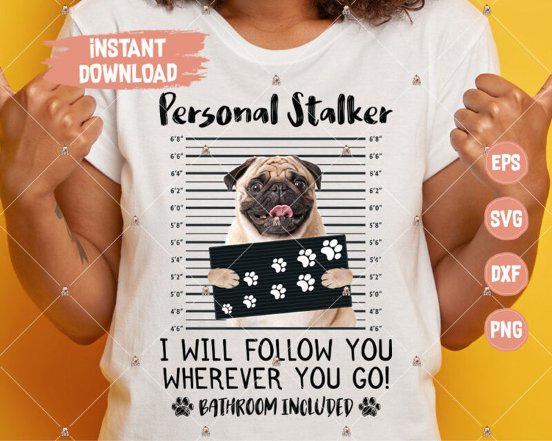 Pug Mugshot Tshirt Printable, funny design