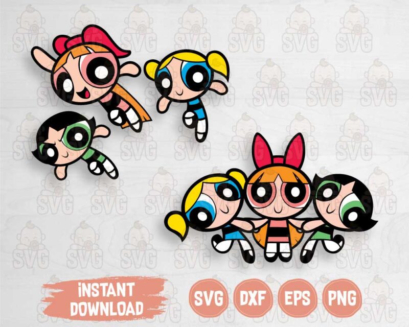 Powerpuff girls svg cut files for Silhouette, Cricut and Brother