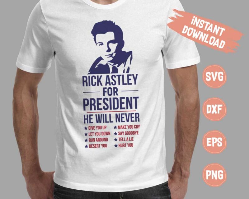 Rick Astley SVG design for funny shirts