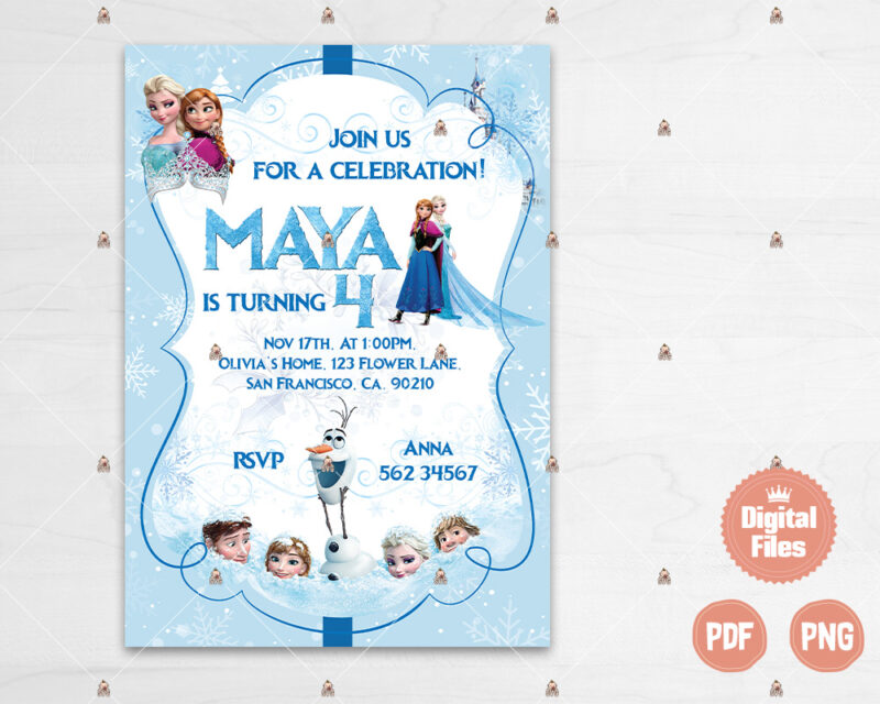 Elsa Digital Invitation with your own text