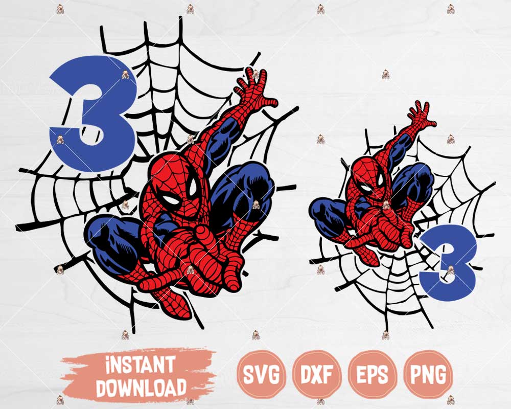 Spiderman Age 3 Shooting Web with Kids Age SVG - Svg Baby