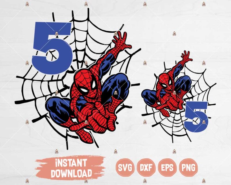 Spiderman Age 5 SVG cut files