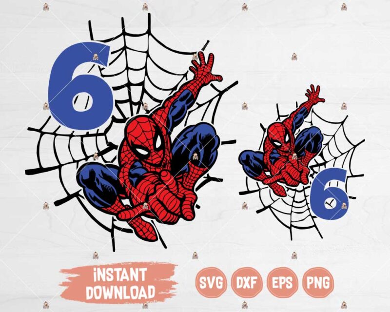 Spiderman Age 6 SVG cut or print files