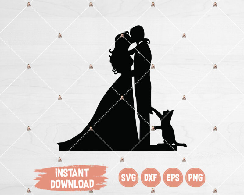 Wedding Couple with Cat Topper Cut File for Cricut