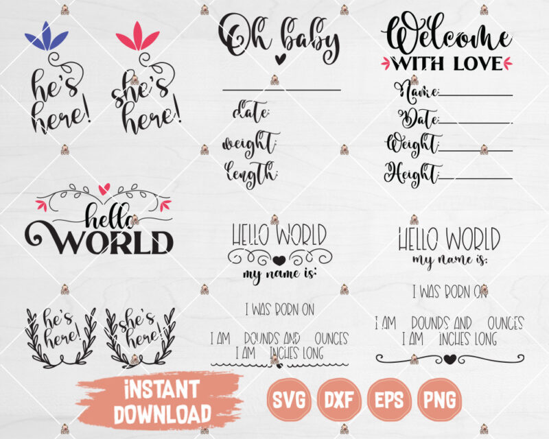 Welcome Baby Svg Cut or Print Files for Cricut, Silhouette etc