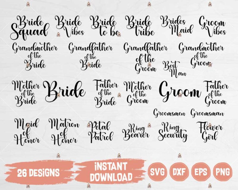 Wedding Party Svg Cut or Print file for cutting machines