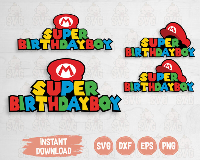 Super Mario Birthday SVG cut or print files